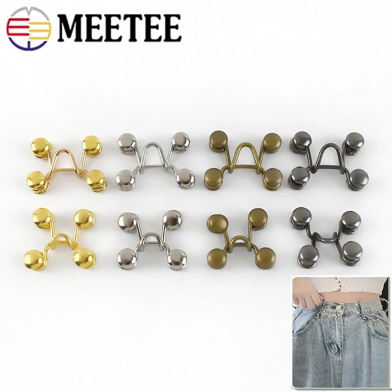 Meetee 10 Takım 27X2 8 / 32X28mm Metal giysi kancaları Kot Bel Ayar Toka Çıkarılabilir Perçin Düğmesi DIY Görünmez Ayar Düğmesi