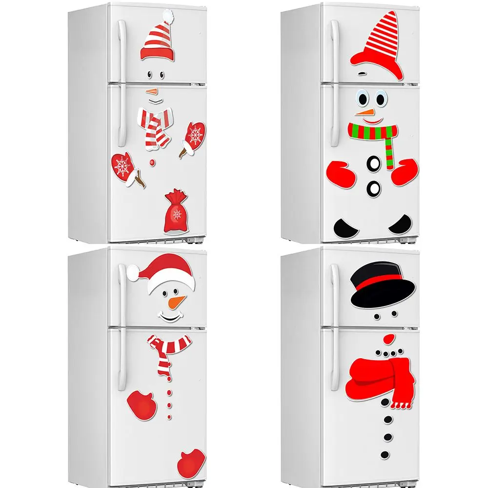 Su geçirmez Gülen Sanat Duvar Sticker Garaj Kapısı Noel Kardan Adam Yüz noel dekoru buzdolabı mıknatısı Sticker