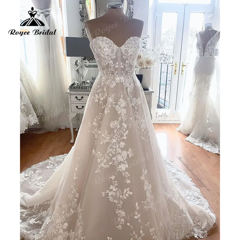 Lüks Prenses Gelin Dantel gelinlikler Sevgiliye Kapalı Omuz Sparkly Boho Kadınlar düğün elbisesi 2023 Vestidos De Fiesta