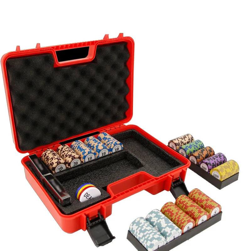 300 ADET Poker Cips Durumda Yüksek Kaliteli PP Casino Tekel Cips saklama kutusu Çip Konteyner Taşınabilir Mambling Ev Belirteçleri Bavul