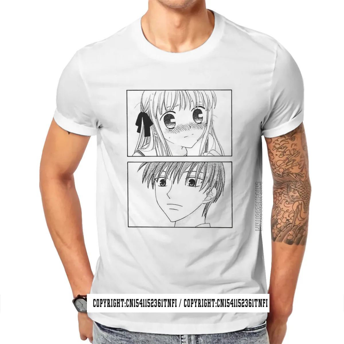 Meyve Sepeti Manga Serisi Kyo X Tohru Tshirt Vintage Erkekler Grafik Erkek Streetwear Üstleri Artı Boyutu %100 % Pamuk O Boyun T Gömlek