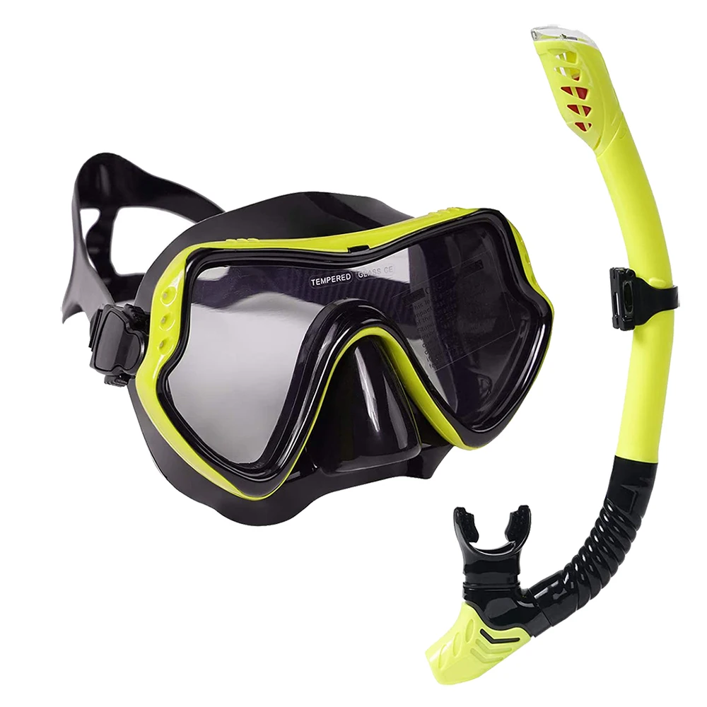 Tüplü şnorkelli dalış Seti Maskesi ve Şnorkel Anti-Sis Gözlük Gözlük Dalış Yüzme Kolay Nefes Tüpü Seti Şnorkel Maskesi