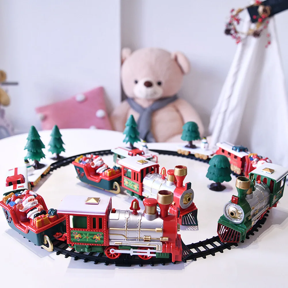 Noel demiryolu oyuncaklar Yaratıcı Süslemeleri Noel Tren Oyuncak İnteraktif Oyun Klasik İlginç Çocuklar için doğum günü hediyesi