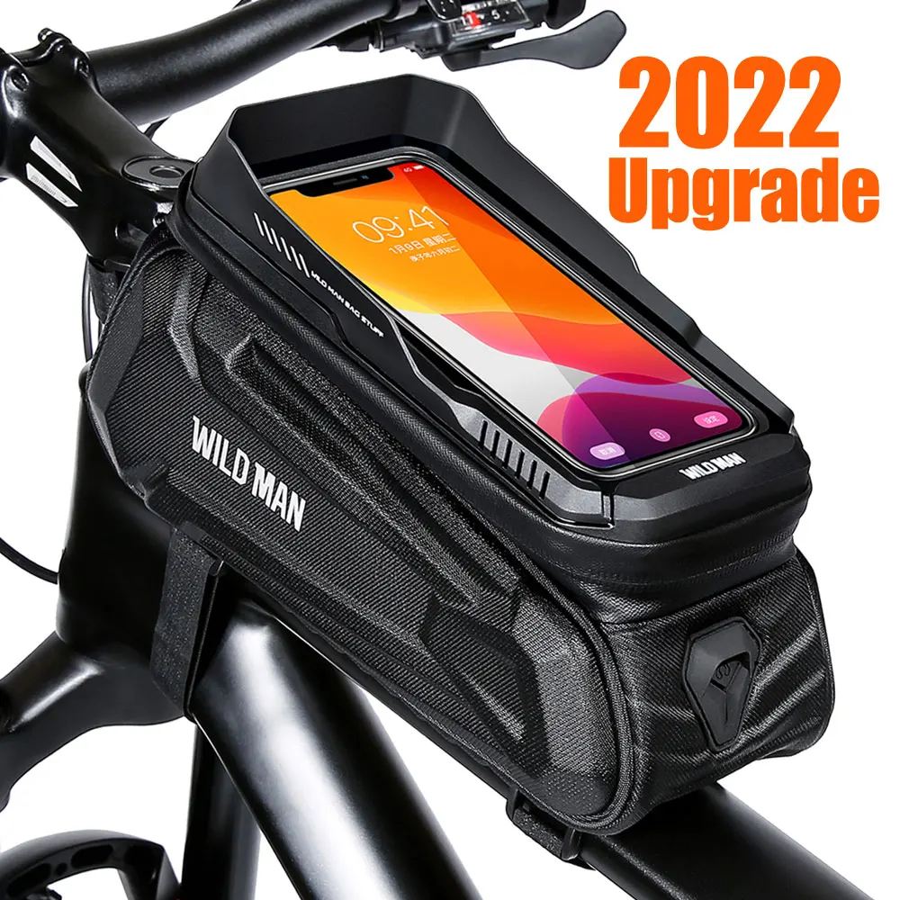 VAHŞI ADAM Yeni Bisiklet çanta çerçevesi Ön Üst Tüp Bisiklet Çantası Su Geçirmez 7.4 in telefon kılıfı Dokunmatik Ekran Çantası MTB Paketi Bisiklet Aksesuarları