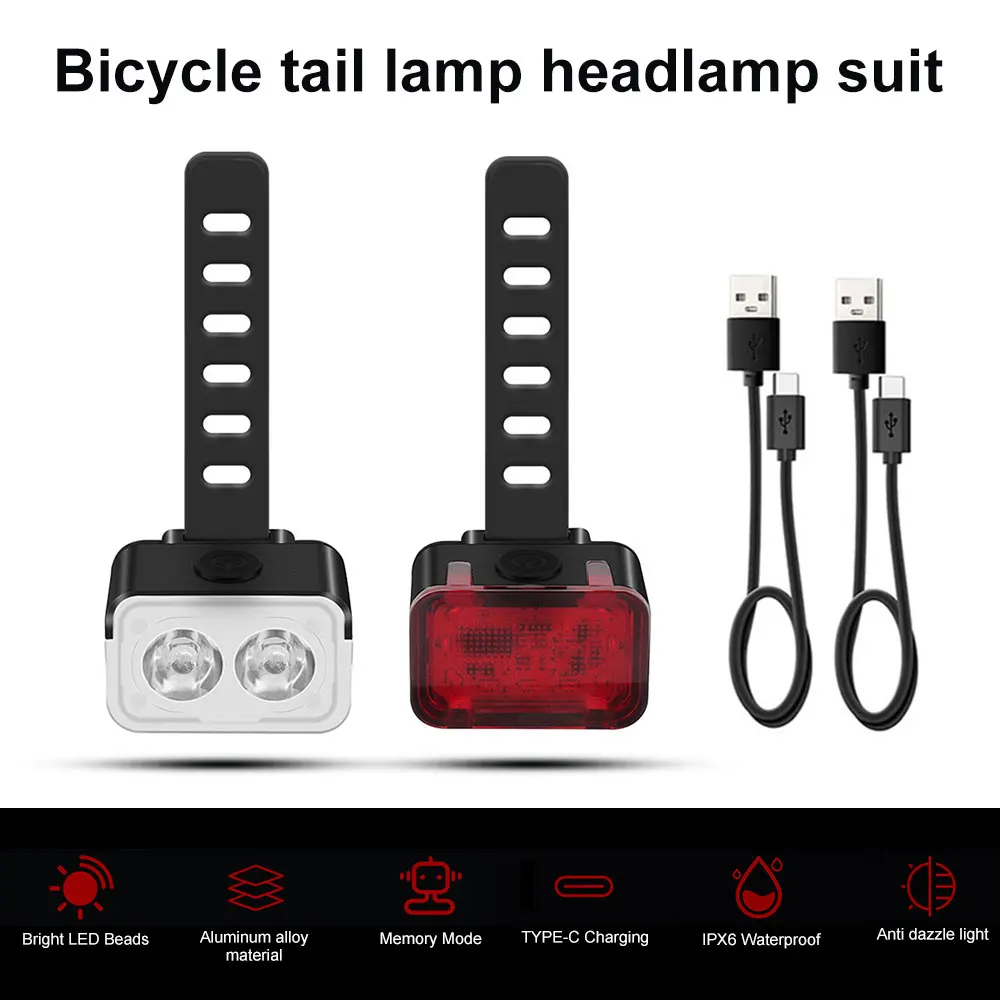 Bisiklet Ön Arka ışıkları Tipi-C USB Şarj Edilebilir Far LED Bisiklet Arka Lambası Alüminyum Alaşım MTB Emniyet Uyarı Lambası