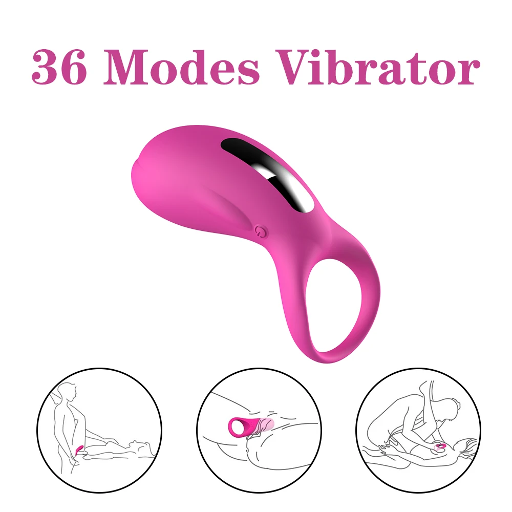 36 Modları Titreşimli Penis Halkası Klitoral Stimülatörü Horoz Halka Geciktirme Boşalma Silikon Yapay Penis Vibratör Seks çiftler için oyuncaklar